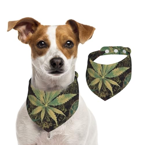 Sommerhalstücher für Hunde, Hundehalstücher mit Marihuana-Motiv, waschbar, verstellbar, Dreieckstuch für mittelgroße und große Hunde, Welpen und Katzen, Größe M von GDSHJKLW