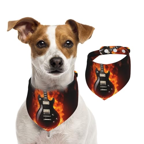 Sommerhalstücher für Hunde, Rockgitarre, Hundehalstücher, waschbar, verstellbar, dreieckig, niedlich, für mittelgroße und große Hunde, Welpen und Katzen, Größe M von GDSHJKLW