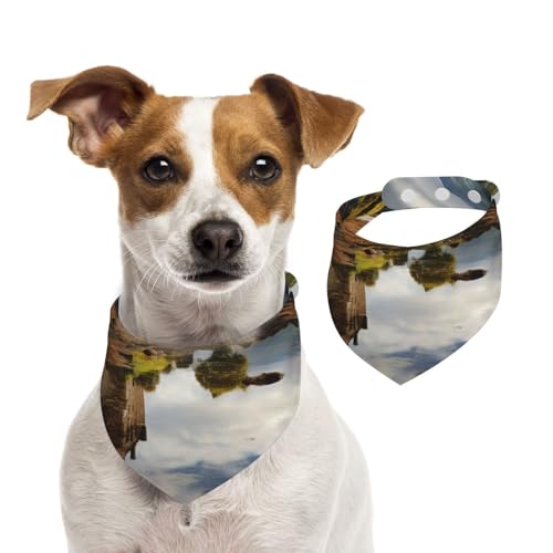 Sommerhalstücher für Hunde, Schottland, Schottland, Wassersee, schottische Hundehalstücher, waschbar, verstellbar, Dreieckstuch für mittelgroße und große Hunde, Welpen und Katzen, Größe L von GDSHJKLW