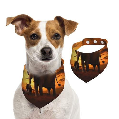 Sommerhalstücher für Hunde, Sonnenuntergang, Eltern-Kind-Elefant, Hundehalstücher, waschbar, verstellbar, Dreieckstuch Lätzchen für mittelgroße und große Hunde, Welpen und Katzen, Größe M Sommerhalstücher für Hunde, Sonnenuntergang, Eltern-Kind-Elefant, Hundehalstücher, waschbar, verstellbar, Dreieckstuch Lätzchen für mittelgroße und große Hunde, Welpen und Katzen, Größe M von GDSHJKLW