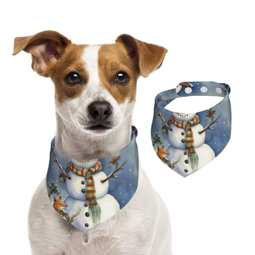 Sommerhalstücher für Hunde, Winter-Schneemann, Hundehalstücher, waschbar, verstellbar, dreieckig, niedlich, Haustier-Lätzchen für mittelgroße und große Hunde, Welpen und Katzen, klein von GDSHJKLW