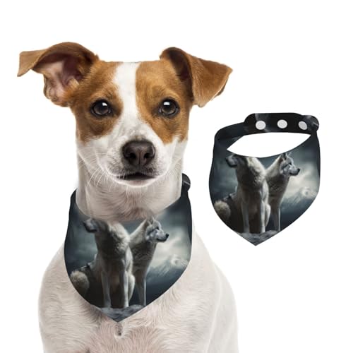 Sommerhalstücher für Hunde, Wolf bei Nacht, Hundehalstücher, waschbar, verstellbar, dreieckig, niedlich, für mittelgroße und große Hunde, Welpen und Katzen, Größe M von GDSHJKLW