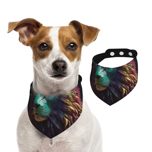 Sommerhalstücher für Hunde, abstrakte 3D-Kunst, Löwe, Hundehalstücher, waschbar, verstellbar, dreieckig, niedlich, Haustier-Lätzchen für mittelgroße und große Hunde, Welpen und Katzen, groß von GDSHJKLW