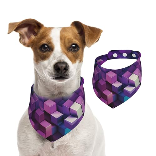 Sommerhalstücher für Hunde, abstrakte Farbwürfel, violett, Hundehalstücher, waschbar, verstellbar, Dreieckstuch für mittelgroße und große Hunde, Welpen und Katzen, klein Sommerhalstücher für Hunde, abstrakte Farbwürfel, violett, Hundehalstücher, waschbar, verstellbar, Dreieckstuch für mittelgroße und große Hunde, Welpen und Katzen, klein von GDSHJKLW