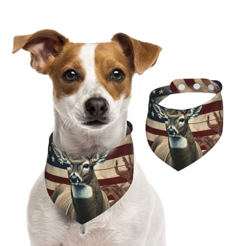 Sommerhalstücher für Hunde, amerikanische Flagge, Hirsch, Hundehalstücher, waschbar, verstellbar, dreieckig, niedliches Haustier-Lätzchen für mittelgroße und große Hunde, Welpen und Katzen, Größe L Sommerhalstücher für Hunde, amerikanische Flagge, Hirsch, Hundehalstücher, waschbar, verstellbar, dreieckig, niedliches Haustier-Lätzchen für mittelgroße und große Hunde, Welpen und Katzen, Größe L von GDSHJKLW