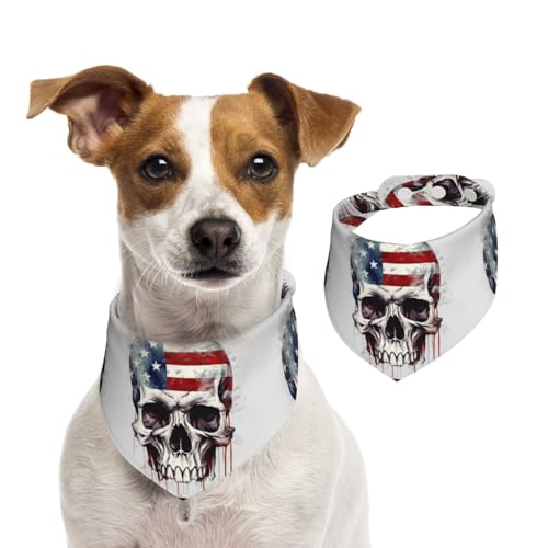 Sommerhalstücher für Hunde, amerikanische Flagge, Totenkopf-Hundehalstücher, waschbar, verstellbar, dreieckig, niedlich, für mittelgroße und große Hunde, Welpen und Katzen, Größe M Sommerhalstücher für Hunde, amerikanische Flagge, Totenkopf-Hundehalstücher, waschbar, verstellbar, dreieckig, niedlich, für mittelgroße und große Hunde, Welpen und Katzen, Größe M von GDSHJKLW