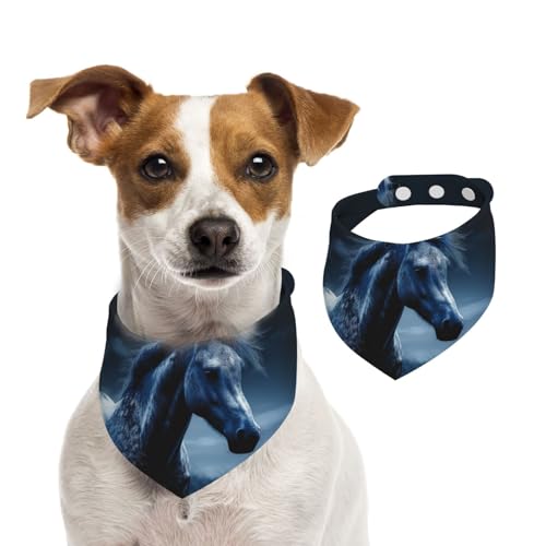 Sommerhalstücher für Hunde, blaues Pferd, Hundehalstücher, waschbar, verstellbar, dreieckig, niedlich, Haustier-Lätzchen für mittelgroße und große Hunde, Welpen und Katzen, Größe M von GDSHJKLW