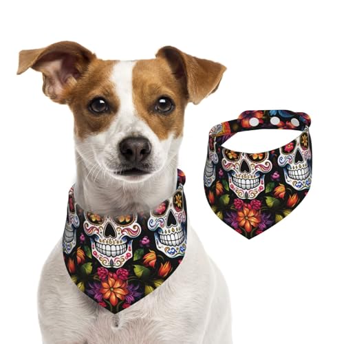 Sommerhalstücher für Hunde, bunte Totenköpfe, Hundehalstücher, waschbar, verstellbar, Dreieckstuch für mittelgroße und große Hunde, Welpen und Katzen, Größe M Sommerhalstücher für Hunde, bunte Totenköpfe, Hundehalstücher, waschbar, verstellbar, Dreieckstuch für mittelgroße und große Hunde, Welpen und Katzen, Größe M von GDSHJKLW