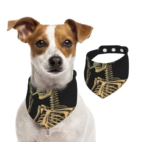Sommerhalstücher für Hunde, ein Skelett mit brennender Zigarette, Hundehalstücher, waschbar, verstellbar, dreieckig, niedlich, Haustier-Lätzchen für mittelgroße und große Hunde, Welpen und Katzen Sommerhalstücher für Hunde, ein Skelett mit brennender Zigarette, Hundehalstücher, waschbar, verstellbar, dreieckig, niedlich, Haustier-Lätzchen für mittelgroße und große Hunde, Welpen und Katzen von GDSHJKLW