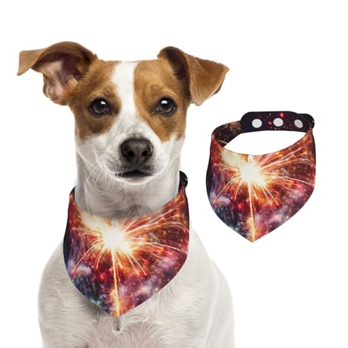 Sommerhalstücher für Hunde, explosionsartiges Feuerwerk, Hundehalstücher, waschbar, verstellbar, Dreieckstuch Lätzchen für mittelgroße und große Hunde, Welpen und Katzen, groß von GDSHJKLW