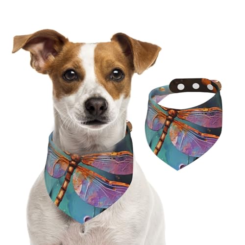 Sommerhalstücher für Hunde, handbemalt, Libellen-Hundehalstücher, waschbar, verstellbar, dreieckig, niedliches Haustier-Lätzchen für mittelgroße und große Hunde, Welpen und Katzen, groß Sommerhalstücher für Hunde, handbemalt, Libellen-Hundehalstücher, waschbar, verstellbar, dreieckig, niedliches Haustier-Lätzchen für mittelgroße und große Hunde, Welpen und Katzen, groß von GDSHJKLW