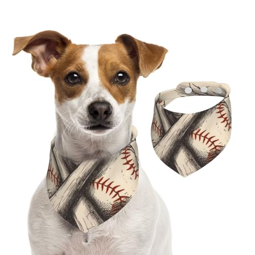 Sommerhalstücher für Hunde, handgezeichnete Baseballschläger und Bälle, Hundehalstücher, waschbar, verstellbar, dreieckig, niedliches Haustier-Lätzchen für mittelgroße und große Hunde, Welpen und Sommerhalstücher für Hunde, handgezeichnete Baseballschläger und Bälle, Hundehalstücher, waschbar, verstellbar, dreieckig, niedliches Haustier-Lätzchen für mittelgroße und große Hunde, Welpen und von GDSHJKLW