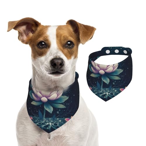 Sommerhalstücher für Hunde, magisches Lotusblumen-Design, waschbar, verstellbar, Dreieckstuch Lätzchen für mittelgroße und große Hunde, Welpen und Katzen, klein Sommerhalstücher für Hunde, magisches Lotusblumen-Design, waschbar, verstellbar, Dreieckstuch Lätzchen für mittelgroße und große Hunde, Welpen und Katzen, klein von GDSHJKLW