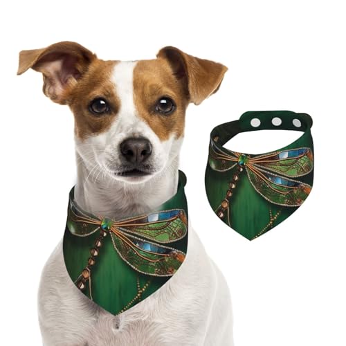 Sommerhalstücher für Hunde, mit Schmucksteinen, Libelle, waschbar, verstellbar, Dreieckstuch für Hunde, niedlich, für mittelgroße und große Hunde, Welpen und Katzen, Größe M von GDSHJKLW