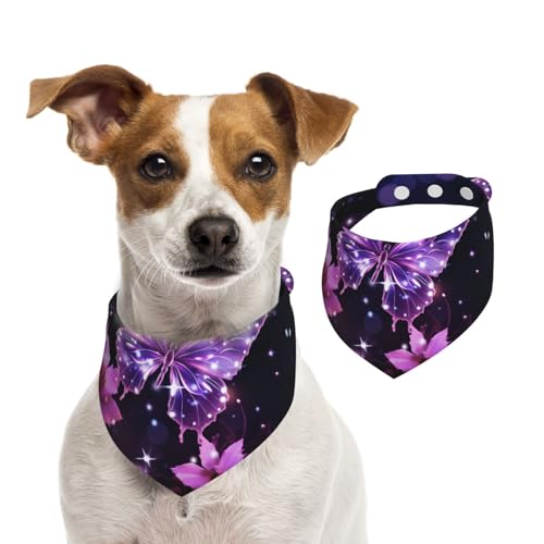 Sommerhalstücher für Hunde, niedlich, violett, Schmetterlings-Hundehalstücher, waschbar, verstellbar, Dreieckstuch für mittelgroße und große Hunde, Welpen und Katzen, Größe L Sommerhalstücher für Hunde, niedlich, violett, Schmetterlings-Hundehalstücher, waschbar, verstellbar, Dreieckstuch für mittelgroße und große Hunde, Welpen und Katzen, Größe L von GDSHJKLW