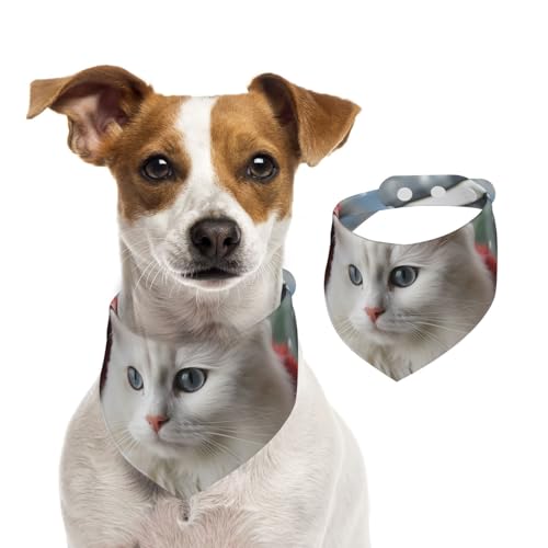 Sommerhalstücher für Hunde, niedlich, weiß, Katze, Hund, Halstuch, waschbar, verstellbar, dreieckig, Lätzchen für mittelgroße und große Hunde, Welpen und Katzen, klein Sommerhalstücher für Hunde, niedlich, weiß, Katze, Hund, Halstuch, waschbar, verstellbar, dreieckig, Lätzchen für mittelgroße und große Hunde, Welpen und Katzen, klein von GDSHJKLW