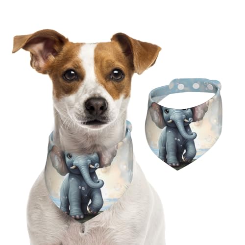 Sommerhalstücher für Hunde, niedlicher Elefant, Spielblasen, Hundehalstücher, waschbar, verstellbar, Dreieckstuch Lätzchen für mittelgroße und große Hunde, Welpen und Katzen, Größe M von GDSHJKLW