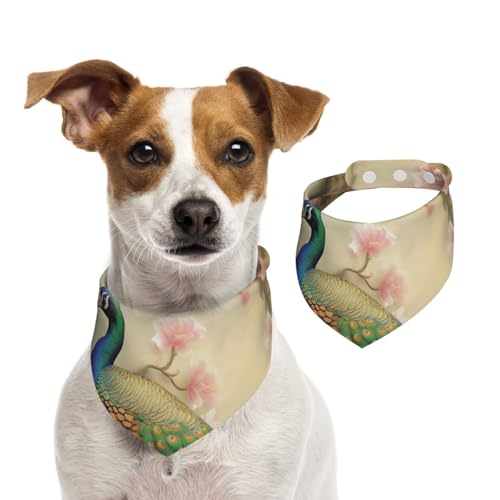 Sommerhalstücher für Hunde, orientalischer Pfau auf Blumenbaum, Hundehalstücher, waschbar, verstellbar, dreieckig, niedlich, Haustier-Lätzchen für mittelgroße und große Hunde, Welpen und Katzen, klein Sommerhalstücher für Hunde, orientalischer Pfau auf Blumenbaum, Hundehalstücher, waschbar, verstellbar, dreieckig, niedlich, Haustier-Lätzchen für mittelgroße und große Hunde, Welpen und Katzen, klein von GDSHJKLW
