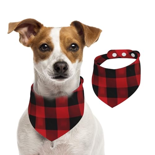 Sommerhalstücher für Hunde, rot/schwarz, Büffelkaromuster, Hundehalstücher, waschbar, verstellbar, Dreieckstuch für mittelgroße und große Hunde, Welpen und Katzen, Größe M Sommerhalstücher für Hunde, rot/schwarz, Büffelkaromuster, Hundehalstücher, waschbar, verstellbar, Dreieckstuch für mittelgroße und große Hunde, Welpen und Katzen, Größe M von GDSHJKLW