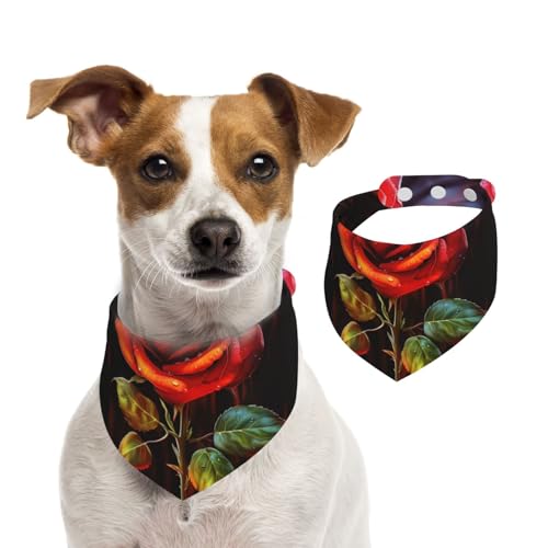 Sommerhalstücher für Hunde, rote Rose, Kunst, Hundehalstücher, waschbar, verstellbar, dreieckig, niedlich, Haustier-Lätzchen für mittelgroße und große Hunde, Welpen und Katzen, Größe M Sommerhalstücher für Hunde, rote Rose, Kunst, Hundehalstücher, waschbar, verstellbar, dreieckig, niedlich, Haustier-Lätzchen für mittelgroße und große Hunde, Welpen und Katzen, Größe M von GDSHJKLW