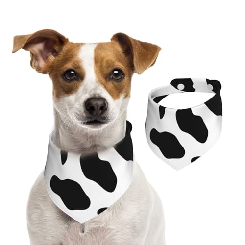 Sommerhalstücher für Hunde, schwarz-weiß, Kuh-Druck, Hundehalstücher, waschbar, verstellbar, Dreieckstuch Lätzchen für mittelgroße und große Hunde, Welpen und Katzen, Größe M von GDSHJKLW