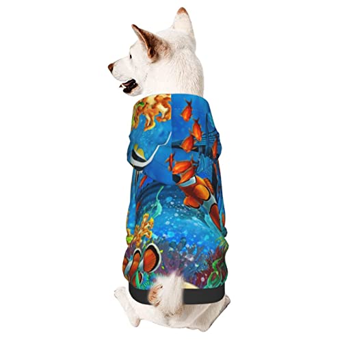 The Underwater World Kapuzenpullover für kleine Haustiere, Motiv: tropische Fische, warm und leicht, weiche Textur, einfach zu tragen von GDSOPHLK