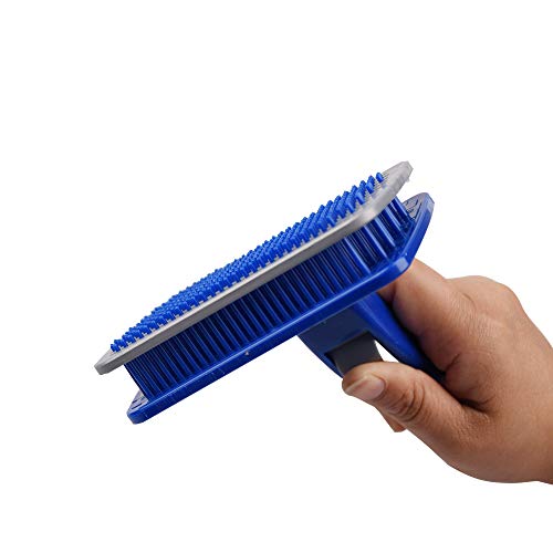 GDYS Blaue manuelle Haarentfernungsbürste Haarentfernungskamm EIN-Knopf-Reinigungskamm schieben Haar Haustierkamm Haustierzubehör (groß) von GDYS