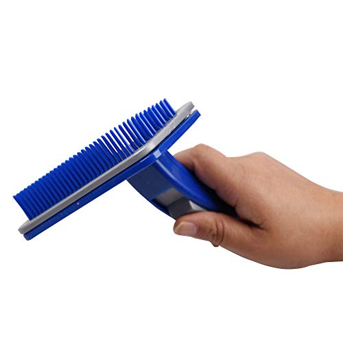 GDYS Blaue manuelle Haarentfernungsbürste Haarentfernungskamm EIN-Knopf-Reinigungskamm schieben Haar Haustierkamm Haustierzubehör (klein) von GDYS