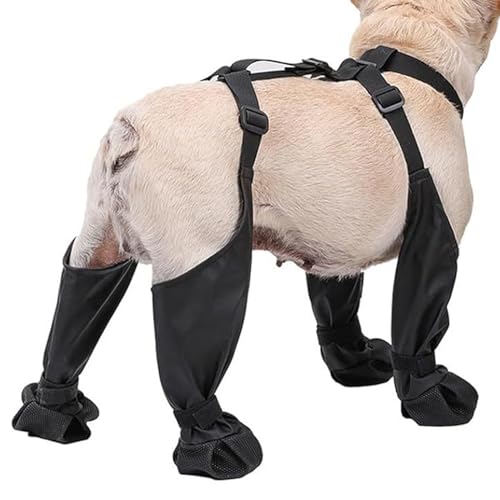 Haustier-Pfotenschutzstiefel – Hundestiefel mit Hosenträgern – wasserdichte Hundestiefel, Pfotenschutz – verstellbare Haustierkleidung, Stiefeletten für Hundepfoten, Hunde-Winter-Outdoor-Schuhe für kl von GEBBEM