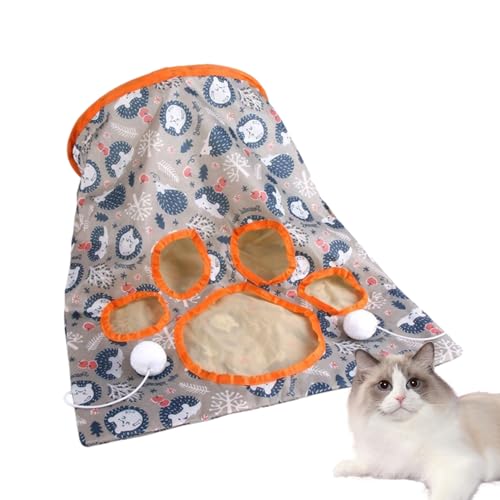 Katzen-Tunnel-Taschenspielzeug – selbstinteraktives Katzenspielzeug | Schöner Pfoten-Design, faltbar, langlebig, lustig, faltbare Katzen-Tunneltasche mit weichem Ball für mehrere Katzen und große Katz von GEBBEM