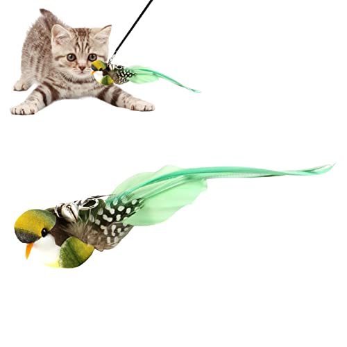 Kitty Bird Teaser – Nachfüllungen Federvogel Katzen Teaser Stick Toy – Interaktiver Katzen Teaser, handgemachtes Katzenspielzeug, Vogelkätzchen Kickerspielzeug – Kätzchen Kaustäbchen Ersatz für Katzen von GEBBEM