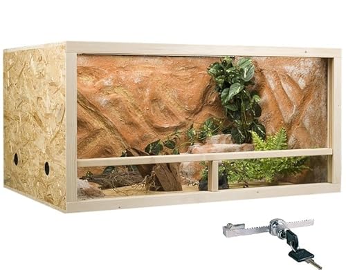 GECKOX OSB Terrarium, Holzterrarium 120x60x60 cm mit Seitenbelüftung, Zierleistenset:mit Zierleistenset, Sicherheitspaket:mit Sicherheitspaket von GECKOX