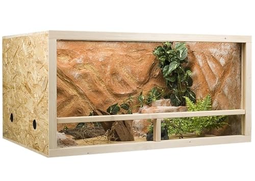 GECKOX OSB Terrarium, Holzterrarium 120x60x60 cm mit Seitenbelüftung, Zierleistenset:mit Zierleistenset, Sicherheitspaket:ohne Sicherheitspaket von GECKOX