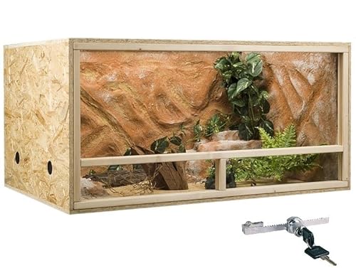 GECKOX OSB Terrarium, Holzterrarium 120x60x60 cm mit Seitenbelüftung, Zierleistenset:ohne Zierleistenset, Sicherheitspaket:mit Sicherheitspaket von GECKOX