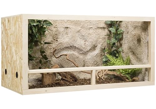 OSB Terrarium, Holzterrarium 100x50x50 cm mit Seitenbelüftung, Zierleistenset:mit Zierleistenset, Sicherheitspaket:ohne Sicherheitspaket von GECKOX