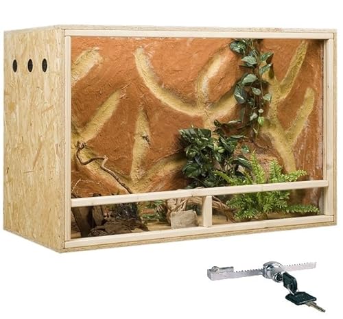OSB Terrarium, Holzterrarium 120x60x80 cm mit Seitenbelüftung, Zierleistenset:ohne Zierleistenset, Sicherheitspaket:mit Sicherheitspaket von GECKOX