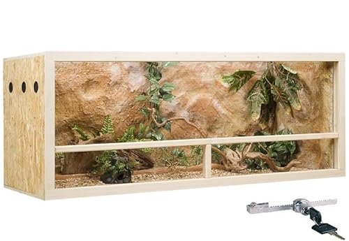 OSB Terrarium, Holzterrarium 150x60x60 cm mit Seitenbelüftung, Zierleistenset:mit Zierleistenset, Sicherheitspaket:mit Sicherheitspaket von GECKOX
