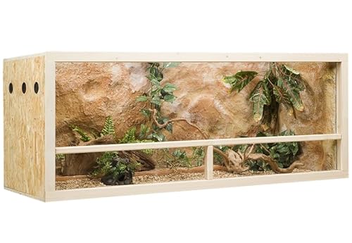 GECKOX OSB Terrarium, Holzterrarium 150x60x60 cm mit Seitenbelüftung, Zierleistenset:mit Zierleistenset, Sicherheitspaket:ohne Sicherheitspaket von GECKOX