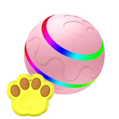 Beweglicher Ball für Hunde, interaktives Hundeballspielzeug, wiederaufladbare Silikon-Hundebälle mit LED-Licht, ferngesteuerter Bewegungssensor, interaktives wasserdichtes Haustierballspielzeug für Ti von GEDOX