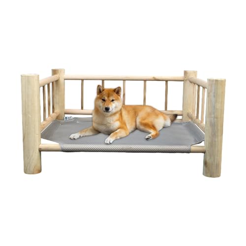 Hängematte für Katzen, erhöhtes Haustierbett aus Holz, Hängematte für Haustiere, tragbar, aus Holz, für drinnen und draußen, Hängematte mit Oxfo-Stoffpolster von GEDOX