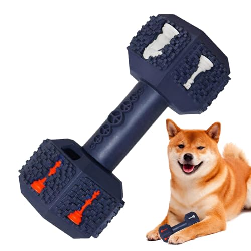Kauspielzeug für Hunde, Leckerli-Spender für Hunde, Hundespielzeug zum und Behandeln in Form einer Hantel | Spielzeug zum Zahnen von großen und mittleren Hunden von GEDOX