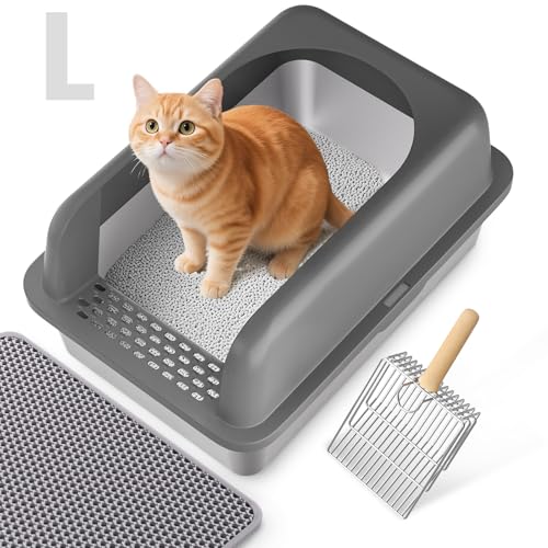 Katzenklo Edelstahl 51 x 36 x 30 cm Einfache Reinigen Cat Litter Box L Katzentoilette mit Katzenklo Schaufel und Matte Katzenklo Edelstahl 51 x 36 x 30 cm Einfache Reinigen Cat Litter Box L Katzentoilette mit Katzenklo Schaufel und Matte von GEEBOBO