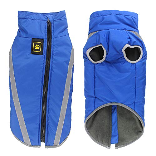 GEENIT Warme, wasserdichte Hundemäntel – Upgrade-Winterkleidung, gemütliche Jacke für kleine, mittelgroße und große Hunde (Größe XL, Blau) von GEENIT