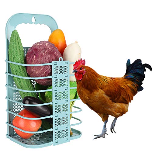 Hühnerspielzeug für Coop, Faltbares Hühnchen Gemüsekorb Hängende Hühner -Feeder -Hühnchen Leckerbissen Spender Schwanz Häutfutter Fütterungsinstrument für Geflügel, Hühner, Ente, Blau von GEERYZHE