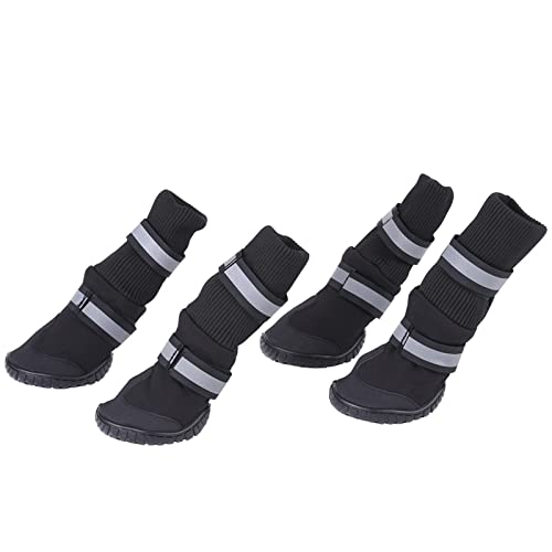 Hundestiefel, 4pcs Set wasserdichte Haustierschuhe Hundefuge Hund Schuhe mit Anti -Slip -Schutzstiefeln für Große Hunde (L) von GEERYZHE