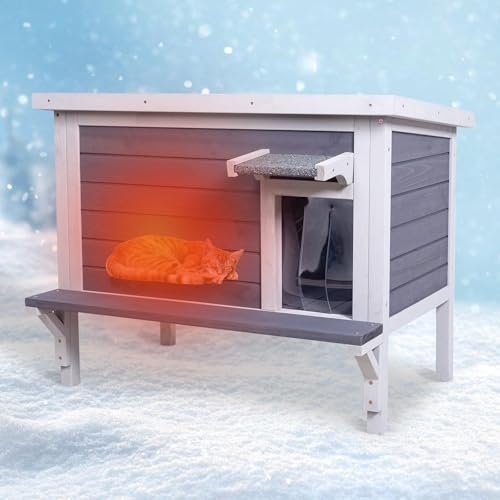 GEGURI Isoliertes Katzenhaus für den Außenbereich, wetterfest, Feral Katzenhaus für den Winter, großes Holzgehege von GEGURI