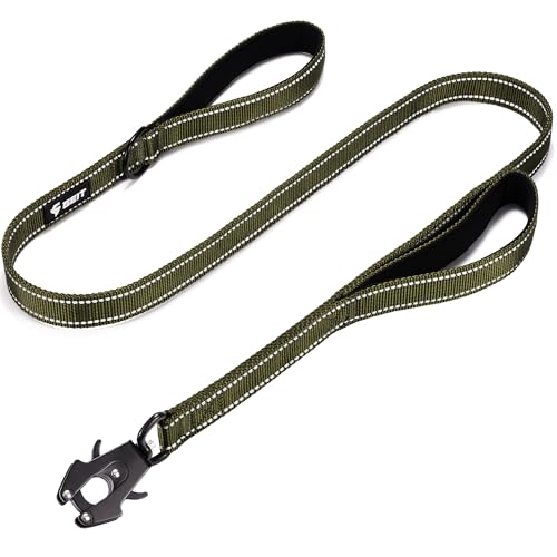 GEIT Robuste Hundeleine, 2 Griffe, reflektierende Seilleinen, Wanderleine mit Schnellverschluss/Verriegelung, taktischer Froschclip für kleine, mittelgroße und große Hunde, Armeegrün GEIT Robuste Hundeleine, 2 Griffe, reflektierende Seilleinen, Wanderleine mit Schnellverschluss/Verriegelung, taktischer Froschclip für kleine, mittelgroße und große Hunde, Armeegrün von GEIT