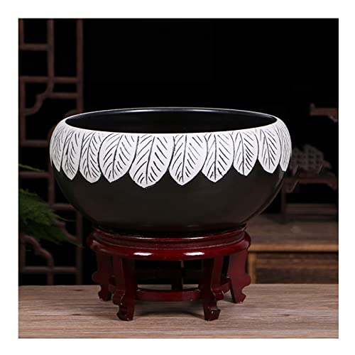 Aquarium, chinesischer Stil, Keramik, Goldfischschale, Zuhause, Wohnzimmer, Büro, Desktop, Fischkulturschale, Aquarium-Starter-Set, Glas-Fischtank (A,32 cm) von GELASIGE