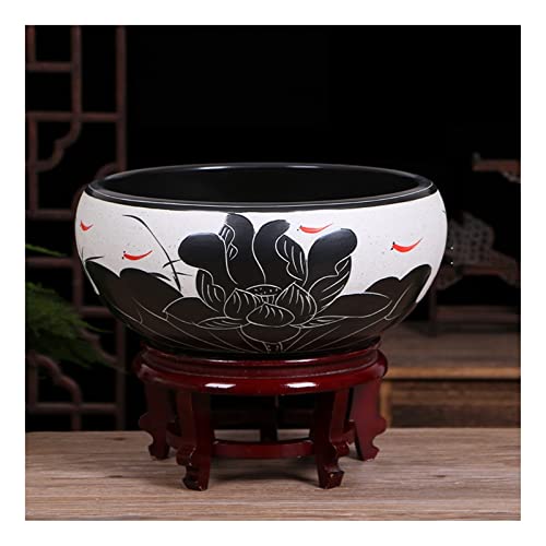 Aquarium, chinesischer Stil, Keramik, Goldfischschale, Zuhause, Wohnzimmer, Büro, Schreibtisch, Fischkulturschale, Aquarium-Starter-Set, Glas-Fischbecken (B,50 cm) von GELASIGE