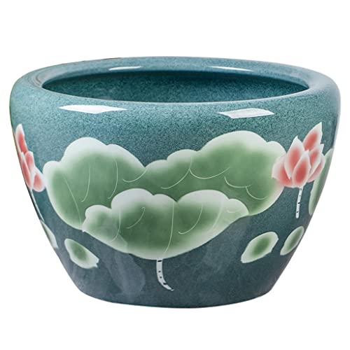 GELASIGE Aquarium, blau und weiß, Keramik, handbemalt, Lotusblume, Fischkulturzylinder, Wohnzimmer, Balkon, Hof, Glücksfischglas, 42 cm GELASIGE Aquarium, blau und weiß, Keramik, handbemalt, Lotusblume, Fischkulturzylinder, Wohnzimmer, Balkon, Hof, Glücksfischglas, 42 cm von GELASIGE